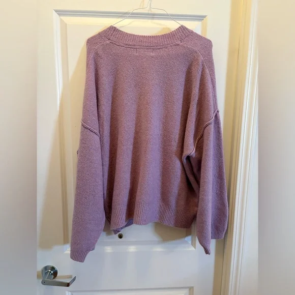 Free People Cool of the Night Cardigan Lilac Spell Melange Oversized XL - Picture 8 of 13